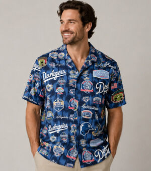 LA Dodgers 50th Anniversary Baseball Stadium Hawaiian Shirt Mens XL Button Up